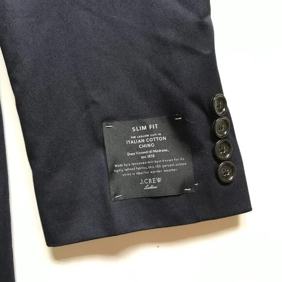 NWT JCrew Ludlow Jacket Mens 44 L Navy Blue Slim Fit Coat Italian AT050 NEW